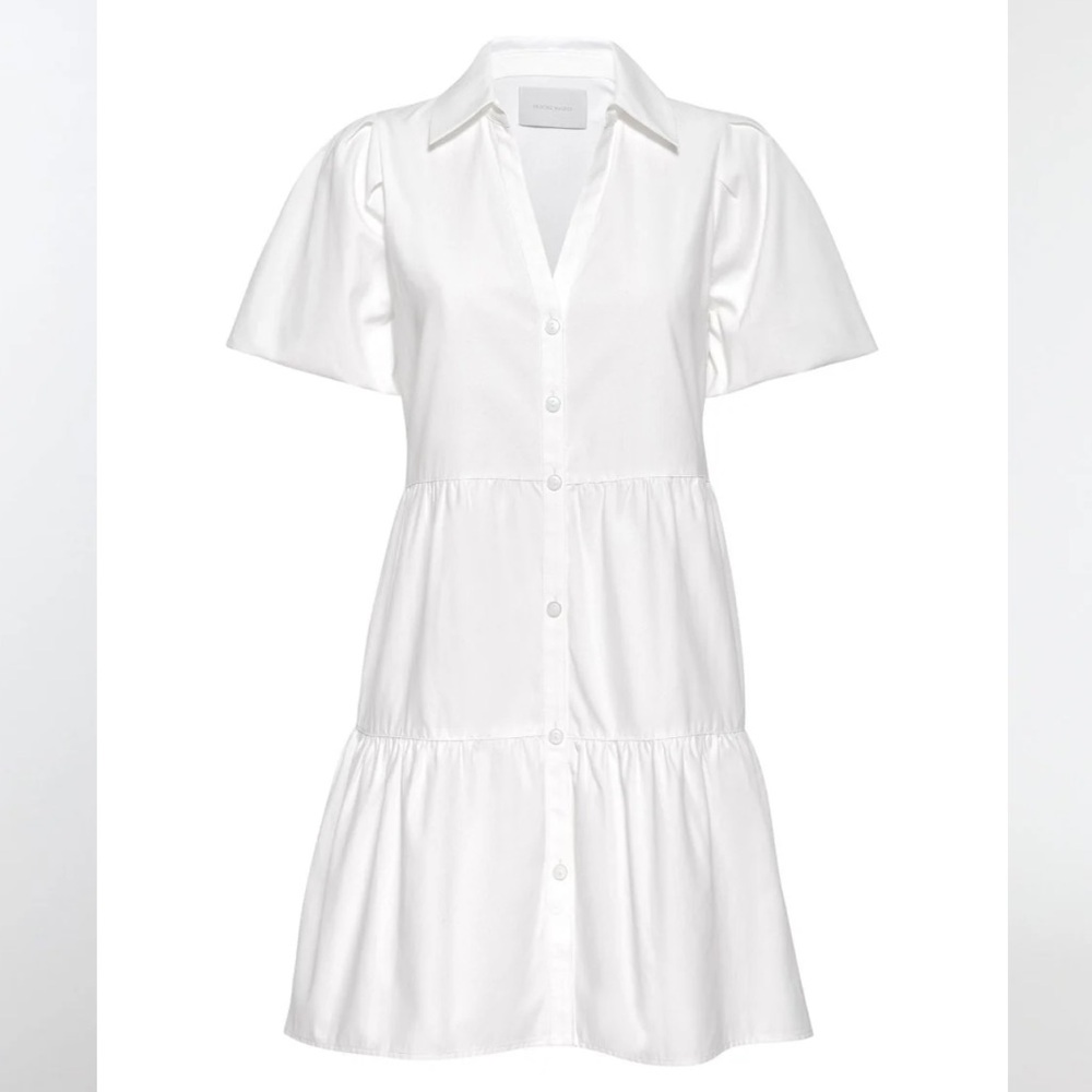 Brochu Walker Havana White Tiered Button-Front Mini Dress
